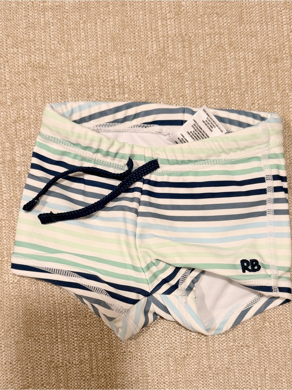 RB Kids Striped Swim Trunks in Blue & Mint